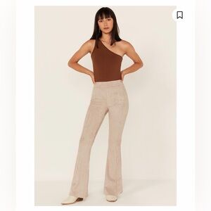 Shyanne Women's Faux Suede Taupe Western Festival Flare Pants